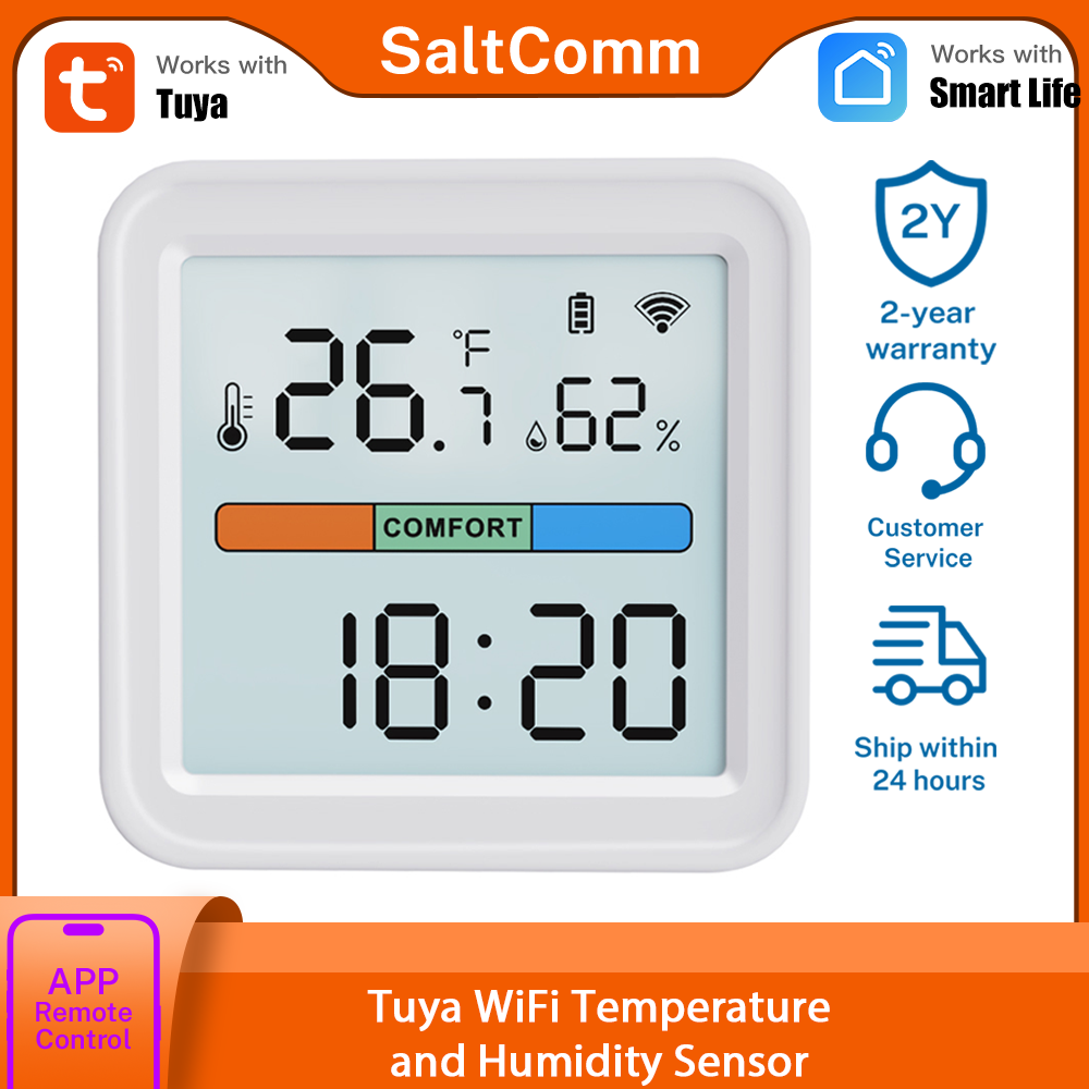Tuya Smart - ทูยา นิว ไวไฟเซ็นเซอร์วัดอุณหภูมิและความชื้น สมาร์ทไลฟ์ แบ็คไลท์ ไฮโกรมิเตอร์